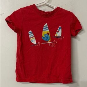 Vibrant Red Kids' T-Shirt with Sailboat Design